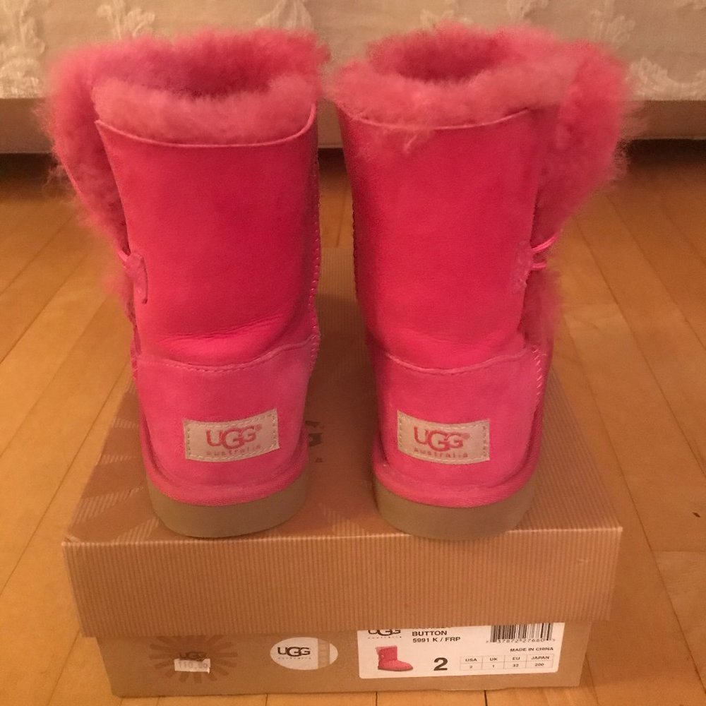 Ugg Kids Pink Bailey Button Boot (Authentic) Sz 2